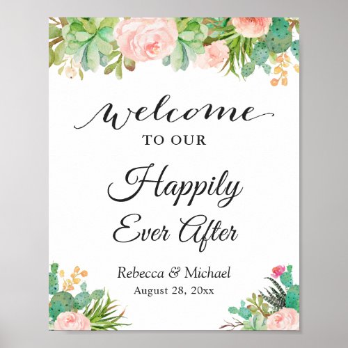Wedding Happily Ever After Succulent Cactus Floral Poster - Succulent Cactus Floral - Happily Ever After Wedding Sign Poster. 
(1) The default size is 8 x 10 inches, you can change it to a larger size.  
(2) For further customization, please click the "customize further" link and use our design tool to modify this template. 
(3) If you need help or matching items, please contact me.