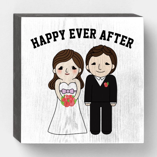 WEDDING HAPPY EVER AFTER WOODEN SIGN (Front Horizontal)