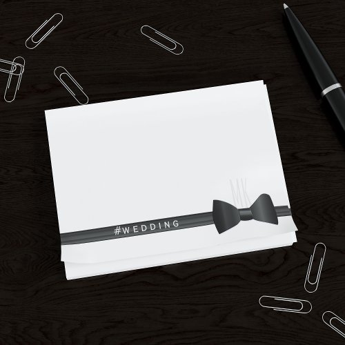 Wedding Hashtag Black Tie Monogram Post it Notes