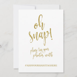 Wedding Hashtag Glitter Gold Affordable Sign