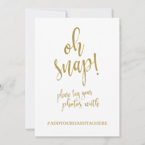 Wedding Hashtag Glitter Gold Affordable Sign
