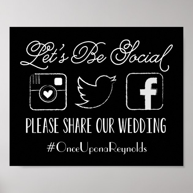 Wedding Hashtag Sign (Choose Your Color)