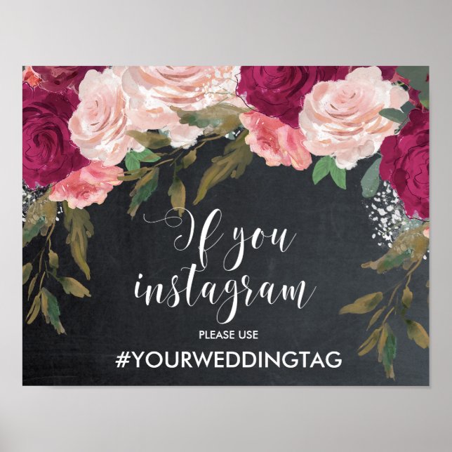 wedding hashtag sign instagram sign (Front)