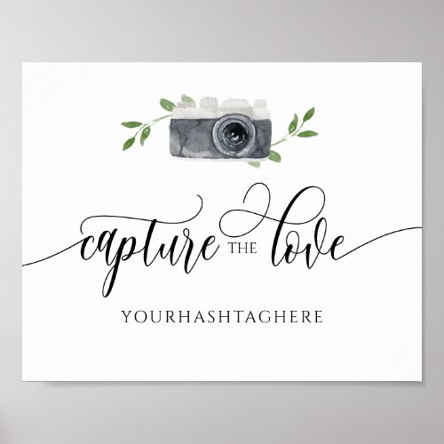 Wedding Hashtag Sign Share Love Watercolor Camera