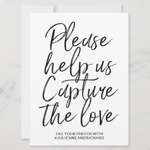 Wedding Hashtag Sign  Stylish Hand Lettered Invitation