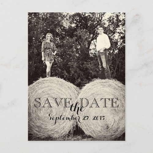 Wedding Hay Bales Photo SAVE THE DATE Postcard