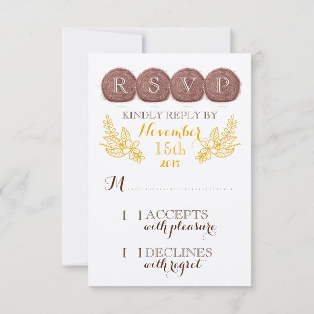 Wedding Hay Bales RSVP Card (Front)