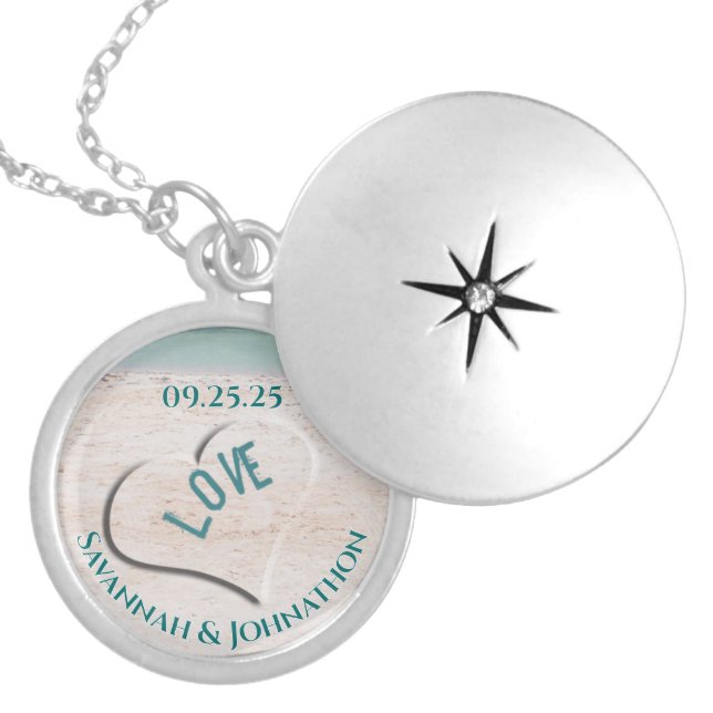 Wedding Heart Beach Anniversary Necklace (Front)