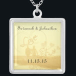 Wedding Heart Beach Anniversary Necklace<br><div class="desc">Keepsake Necklaces Choose either Silver Plated Gold Finish or Sterling Silver Unique Personalized Custom !st Christmas Gift Wedding Keepsake Wedding Party Necklaces - to change background color - click customize - click edit - choose last tool in drop down menu and choose from one of the colors shown or enter...</div>