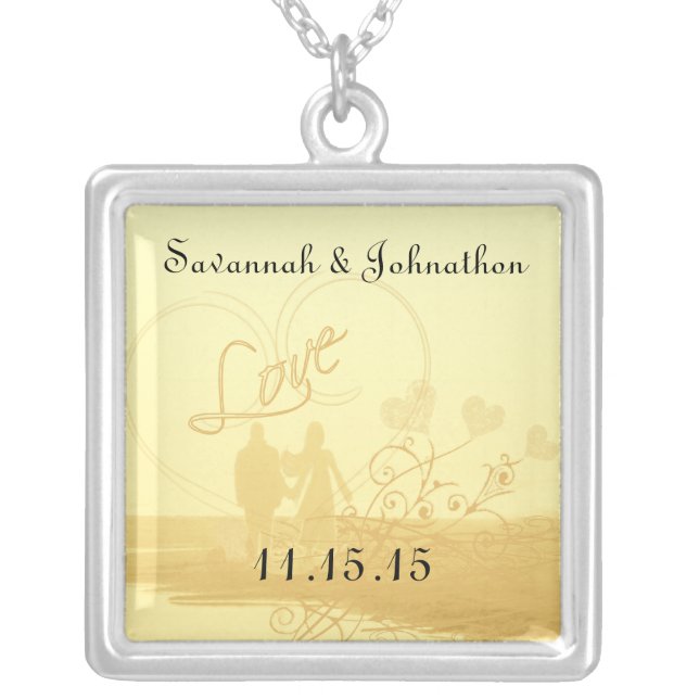 Wedding Heart Beach Anniversary Necklace (Front)