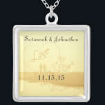 Wedding Heart  Beach Anniversary Necklace<br><div class="desc">Keepsake Necklaces Choose either Silver Plated Gold Finish or Sterling Silver Unique Personalized Custom !st Christmas Gift Wedding Keepsake Wedding Party Necklaces - to change background color - click customize - click edit - choose last tool in drop down menu and choose from one of the colors shown or enter...</div>