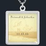 Wedding Heart  Beach Anniversary Necklace<br><div class="desc">Keepsake Necklaces Choose either Silver Plated Gold Finish or Sterling Silver Unique Personalized Custom !st Christmas Gift Wedding Keepsake Wedding Party Necklaces - to change background color - click customize - click edit - choose last tool in drop down menu and choose from one of the colors shown or enter...</div>
