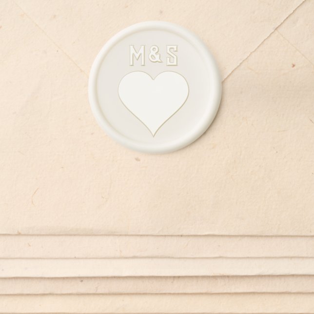 Wedding Heart Both Initials Wax Seal Sticker (Front)