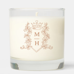 Wedding heart crown monogram rose gold scented candle