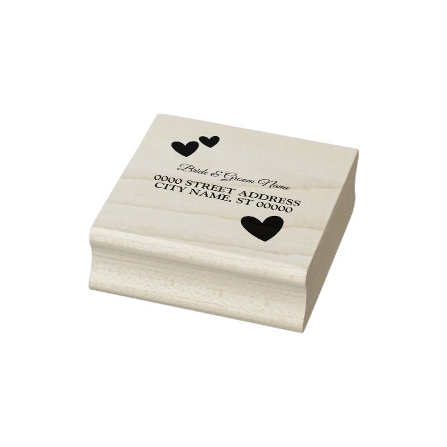 Wedding Heart Frame Party Return Address Rubber Stamp (Stamp)