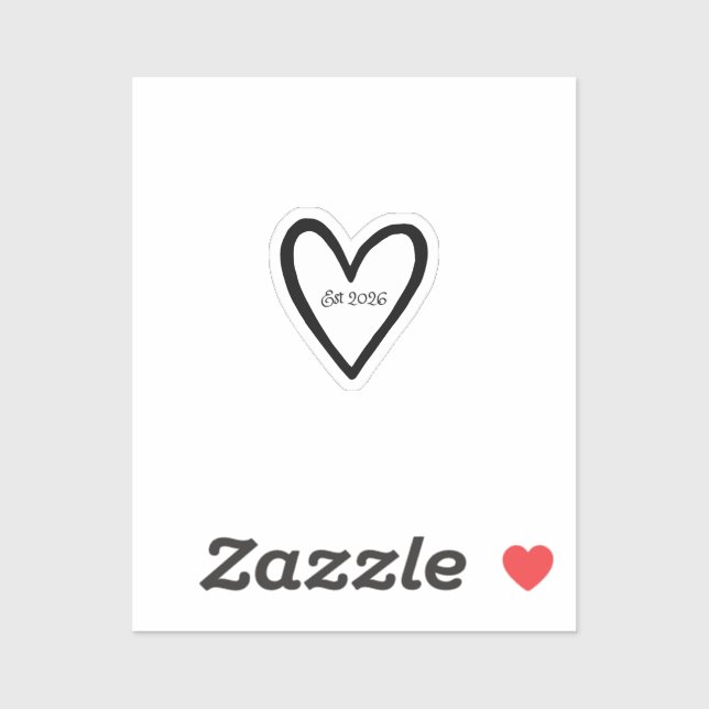 Wedding Heart Outlined Bride Groom  Sticker (Sheet)