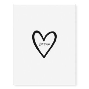 Wedding Heart Outlined Bride Groom Temporary Tattoos