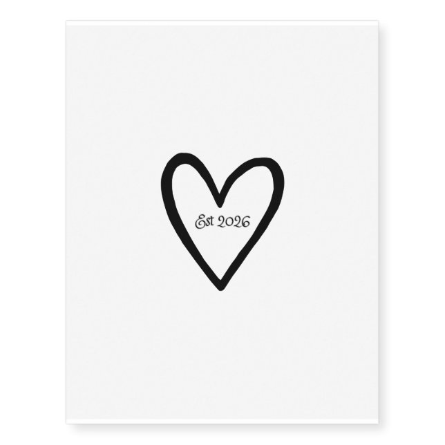 Wedding Heart Outlined Bride Groom  Temporary Tattoos (Front)