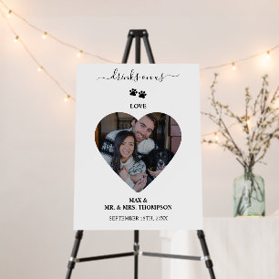 Wedding Heart Photo Couple Pet Dog Drinks on Us Foam Board