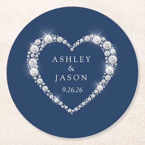 Wedding Heart Round Paper Coaster