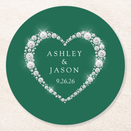Wedding Heart Round Paper Coaster