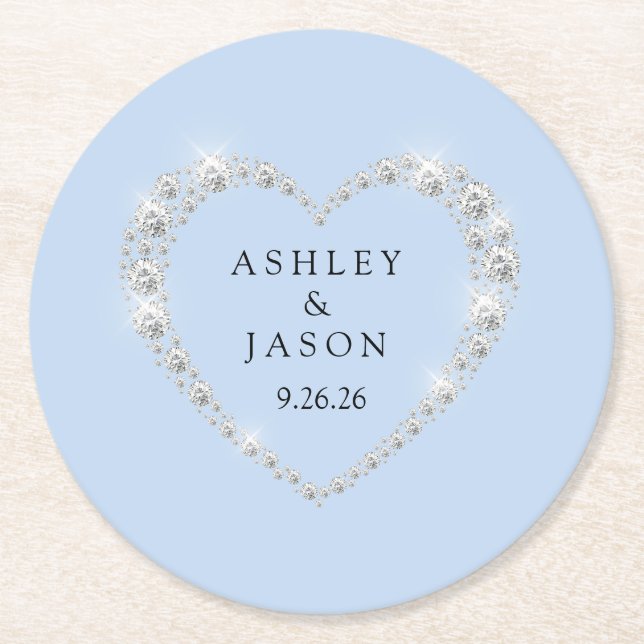 Wedding Heart Round Paper Coaster (Front)
