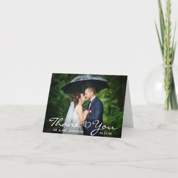 Wedding Heart Thank You Bride Groom Photo Note by HappyMemoriesPaperCo at Zazzle