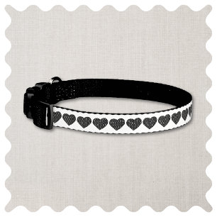 Wedding Heart White & Black Dog Collar