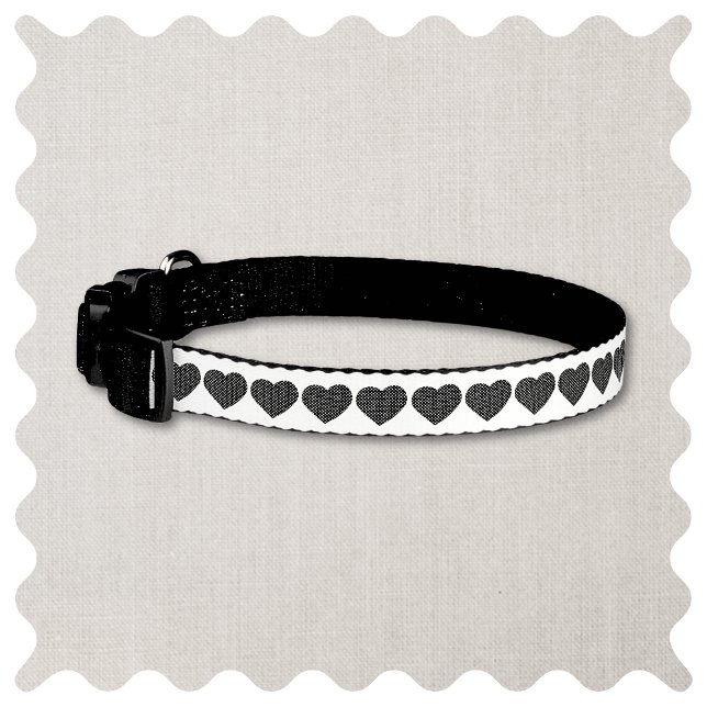 Wedding Heart White & Black Dog Collar (Heart Dog Collar. Wedding Pet Collar for Best Dog or Dog og Honor. )