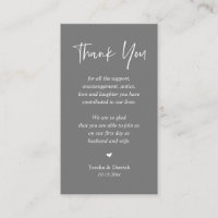 Wedding heartfelt Thank you, Pastel Modern Grey
