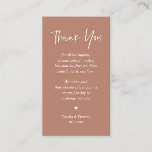 Wedding heartfelt Thank you, Terracotta Earthy Enclosure Card