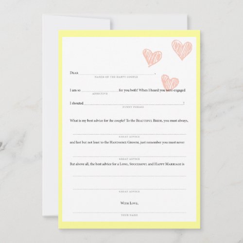 Wedding MadLibs Hearts Custom Announcements