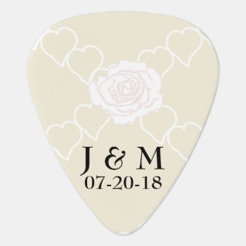Wedding Hearts And Roses Guitar Pick by LLChemis_Creations at Zazzle