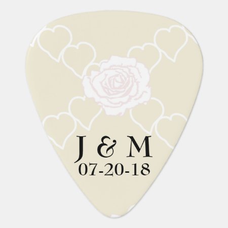 Wedding Hearts And Roses Guitar Pick