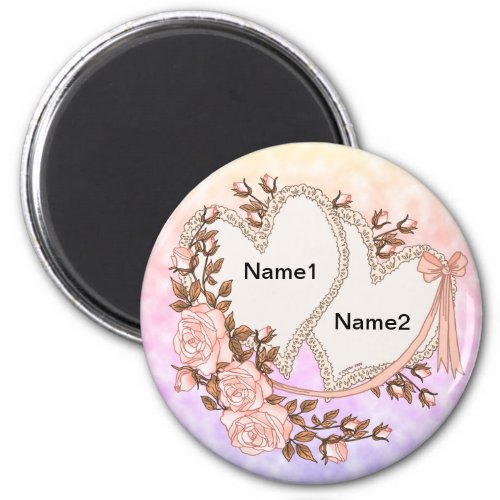 Wedding Hearts custom name magnet