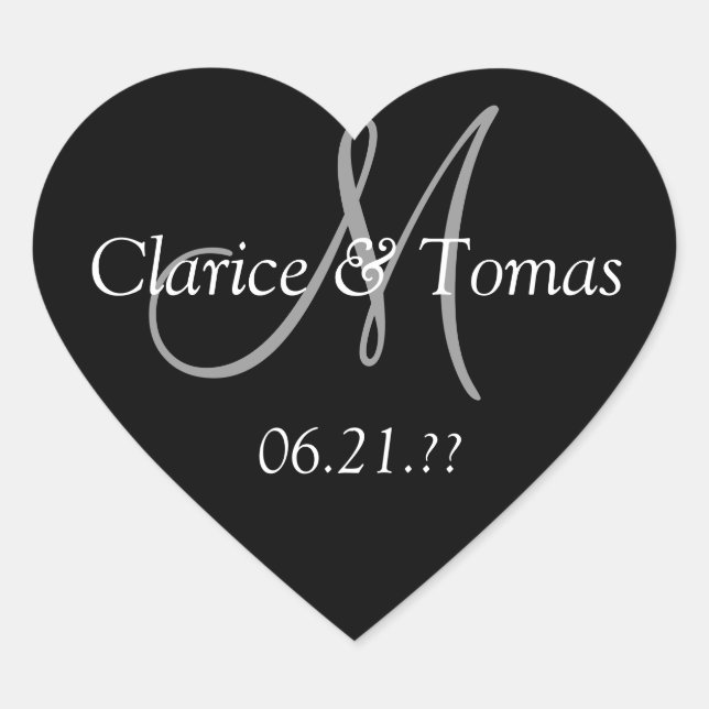 Wedding Hearts Custom Personalized Monogram Heart Sticker (Front)