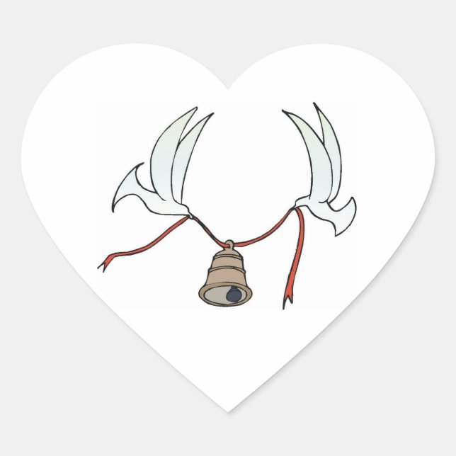 Wedding Hearts Doves Carry Wedding Bell Weddings Heart Sticker (Front)