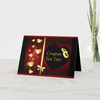 Wedding Hearts Golden Rings Congrats Card by StarStruckDezigns at Zazzle