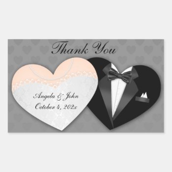 Wedding Hearts  Gown  Tuxedo Rectangular Sticker by StarStock at Zazzle