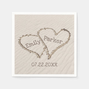 Wedding Hearts in Beach Sand Napkins