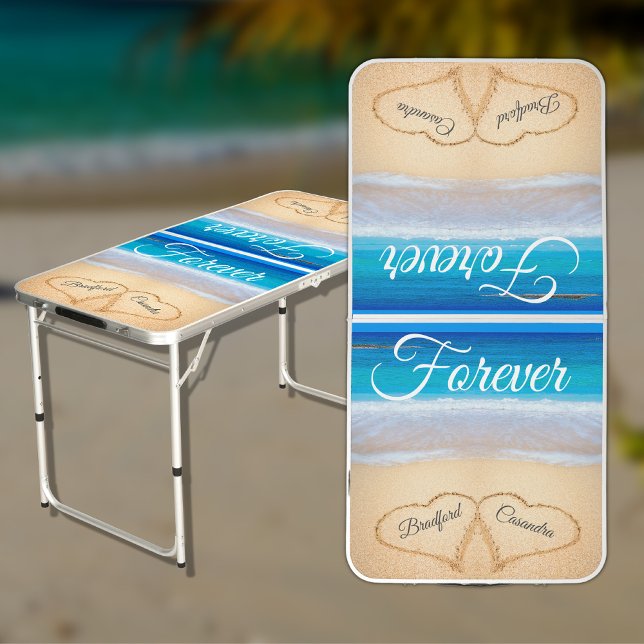 Wedding Hearts in Sand Forever Portable Table (Creator Uploaded)