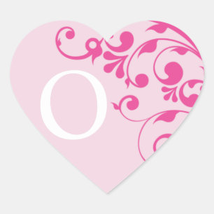 Wedding Hearts Letter O Monogram Pink Wedding Heart Sticker