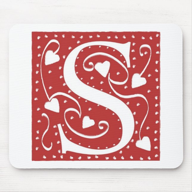 Wedding Hearts Letter S Mouse Pad (Front)