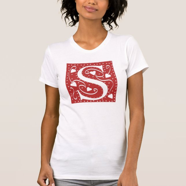 Wedding Hearts Letter S T-Shirt (Front)