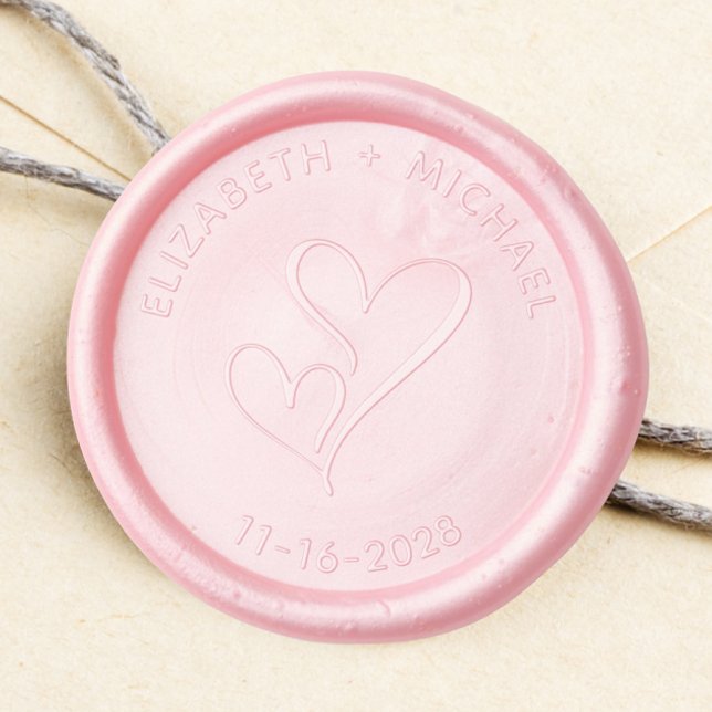 Wedding Hearts Monogram Wax Seal Sticker (Embrace the time-honored tradition of wax seals, symbolizing the unbreakable bond between two hearts)