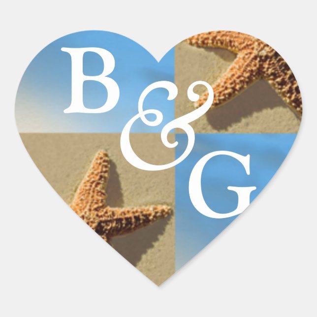 Wedding Hearts Starfish Tropical Event Seals (Front)