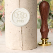 Wedding Hearts With Initials Year Date Wax Seal Stamp (Insitu (Parchment))