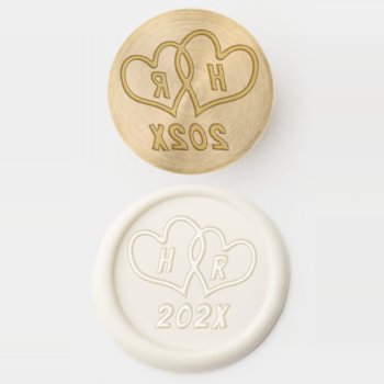 Wedding Hearts With Initials Year Date Wax Seal Stamp by sandpiperWedding at Zazzle