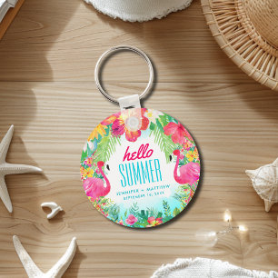 Wedding "Hello Summer" Tropical Bridal Party Favor Keychain