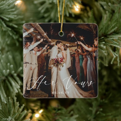 Wedding Her Vows Photo Keepsake Ceramic Ornament